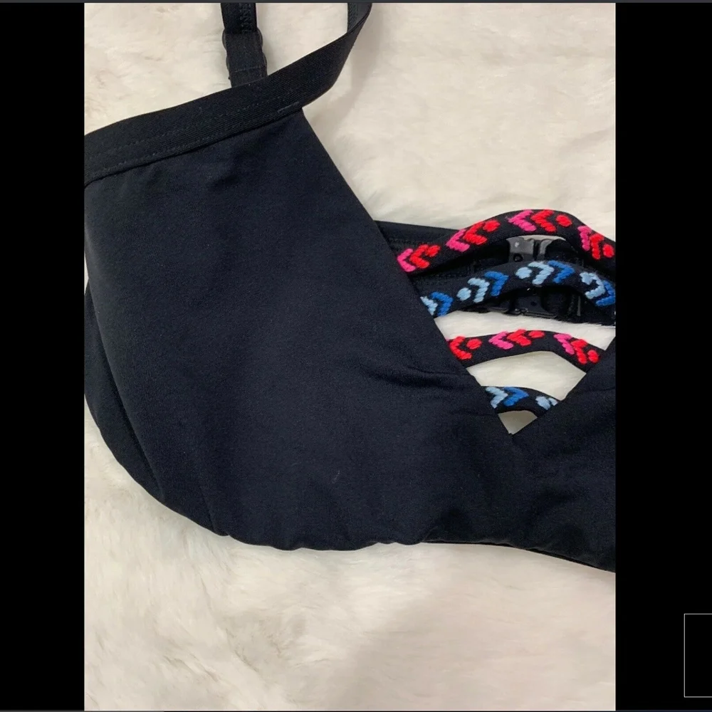 NWT Seafolly Desert Tribe‎ Underwire Bikini Top Black [SZ 6DD US/ 10DD AU]